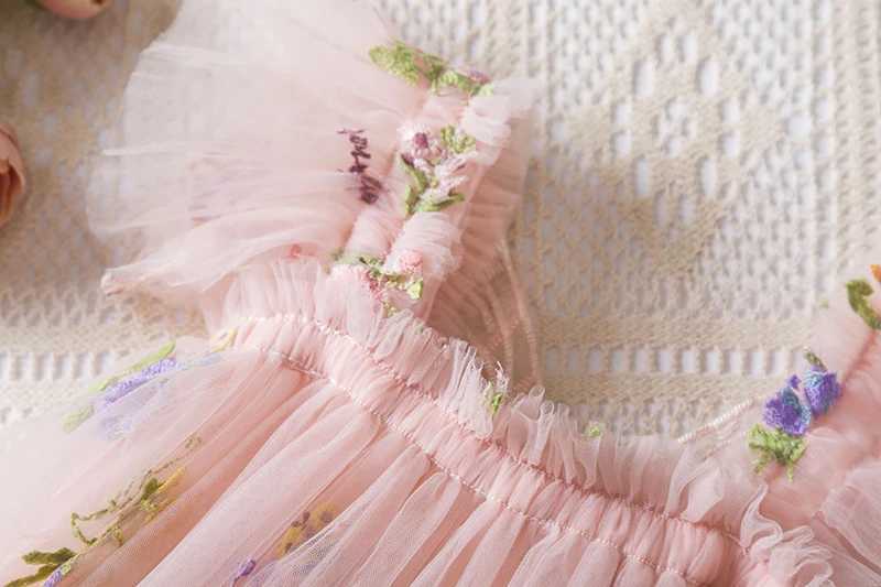 Baby Girls Summer Fashion Dress Holiday Girls Suspender Puffy Mesh Clothes Children Flower Wear Princess Embroidery Tulle Dress X250528
