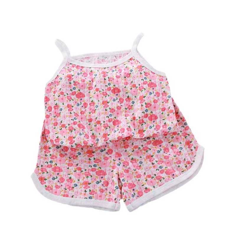 Girls Summer Clothes Sets New Baby Sleeveless Tops Shorts 2 Pieces Suit Girls Square Collar Clothing Set Kids Cotton Clothes X250528