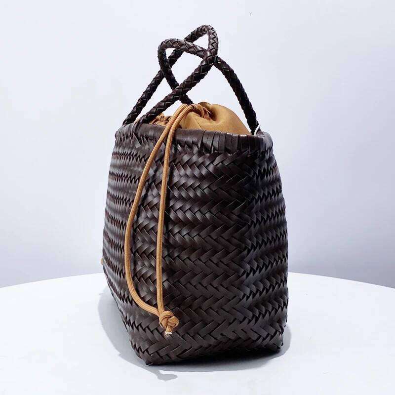 Designer Bag Handmade Weave PU Drawstring Tote Bags For Women Designer Handbags Purse New In Vintage With Inner Pocket Shoulder