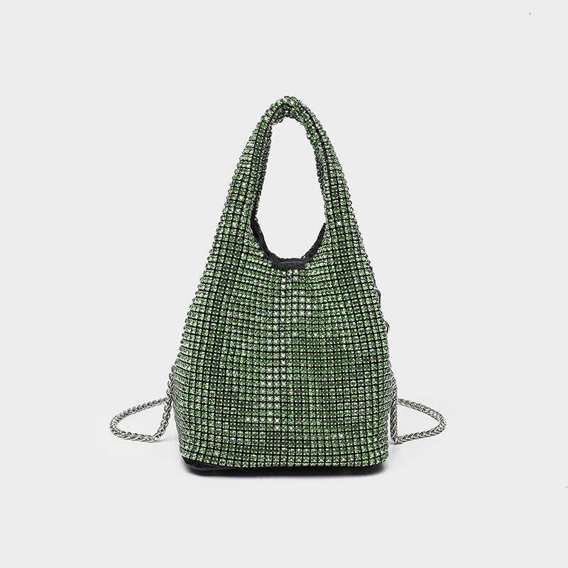 Full for Women, Inlaid Diamond Evening Bucket Rhinestone Chain Bag, Handheld and Crossbody Bag