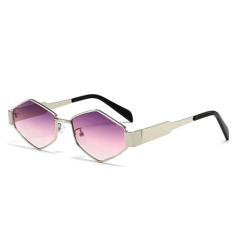 Polygonal Luxury Sunglasses Women Brand Fashion Rhombus Sun Glasses Woman 2024 Retro Vintage Metal Diamond Shades Eyewear W250528