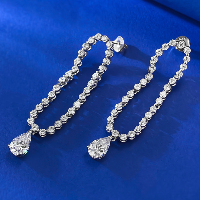 1CT Water Drop White Lab Moissanite Diamond Sparkling Luxury Jewelry Real 100% 925 Sterling Silver Pear Cut Lady Party Women Long Dangle Earring Gift