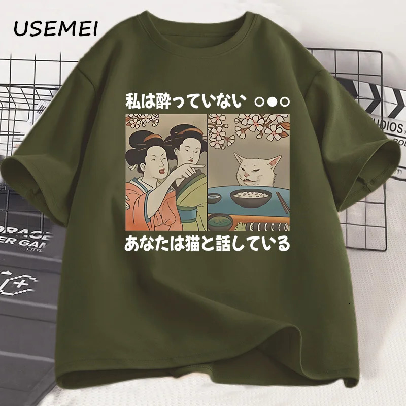 Japanese Style Cartoon Cat T-Shirts Summer Harajuku Kawaii Cat Printed Short Sleeve Tees Harajuku Y2K Tops Vintage Streetwear 250526