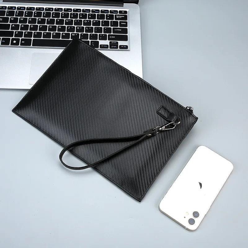 Mens Solid Leather Clutch Bag Business Wrist Strap Envelope Bag Stripe Clutch Evening Bag Male Clutches Handbag Fashion 250526