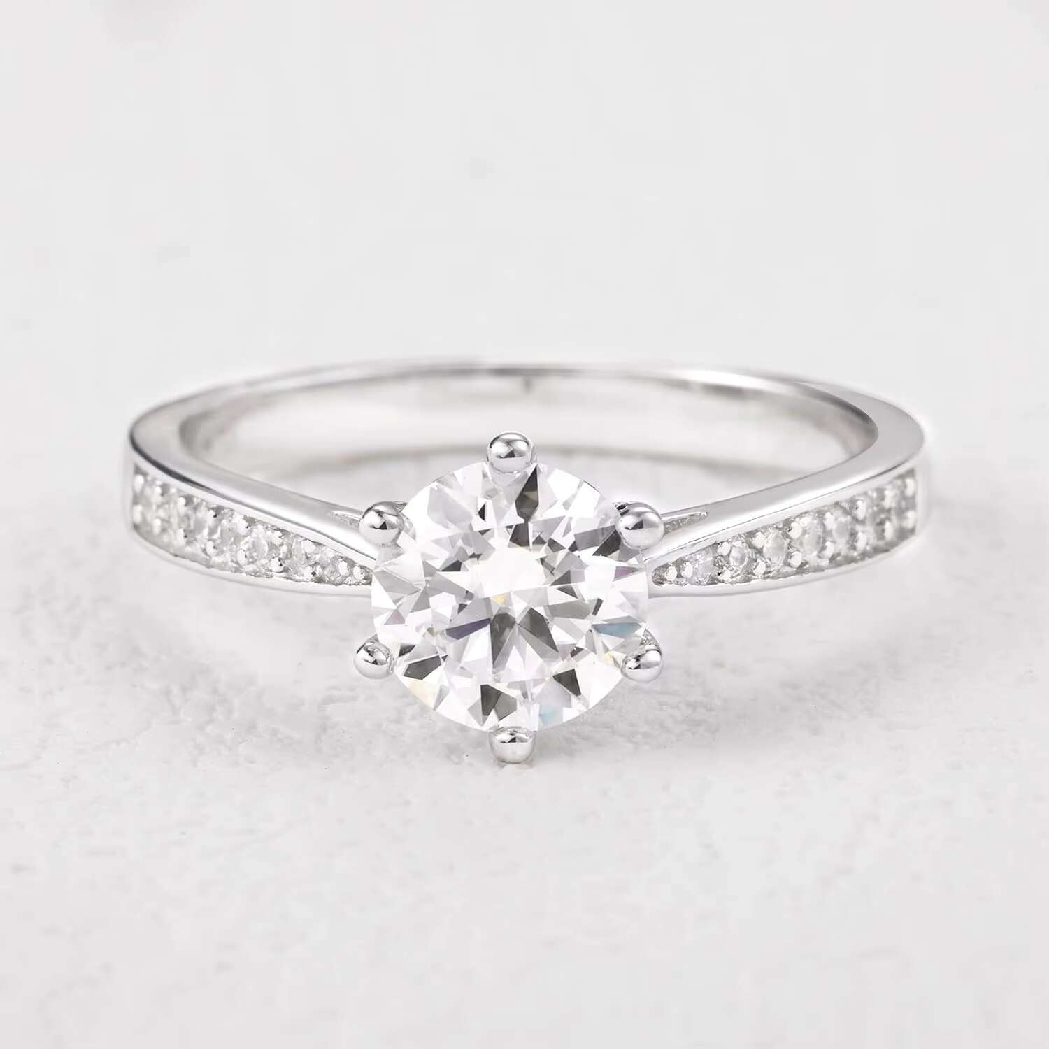 Moissanite Engagement Ring for Women Valentine Birthday Promise Anniversary Gift 1.0CT-5.0CT D Color VVS1 925 Sterling Silver