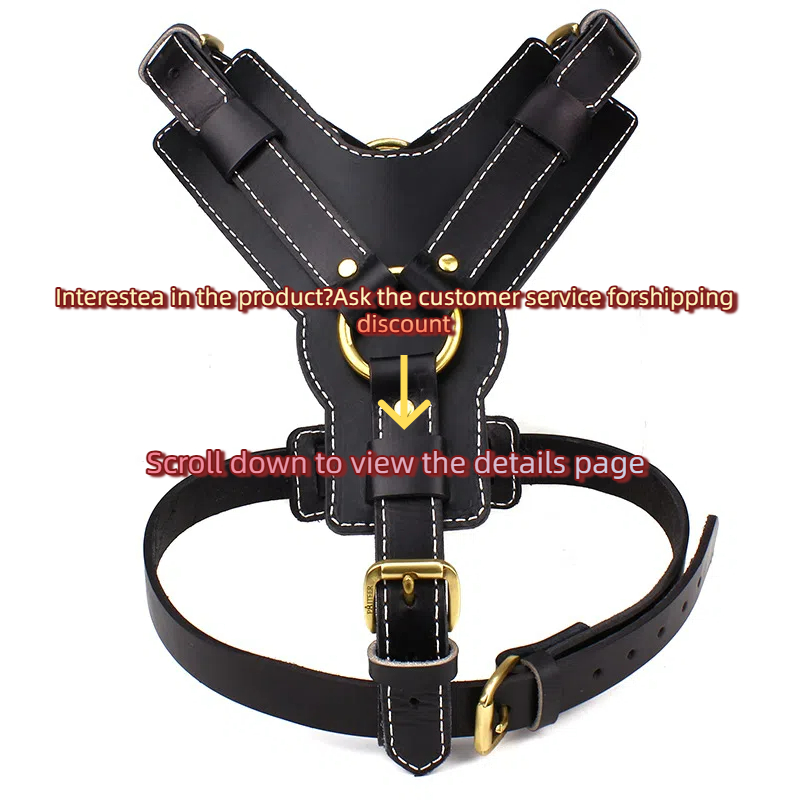 Pet Harness Leather Harness Black Cowhide Harness Suitable for German Shepherd Dog Design
