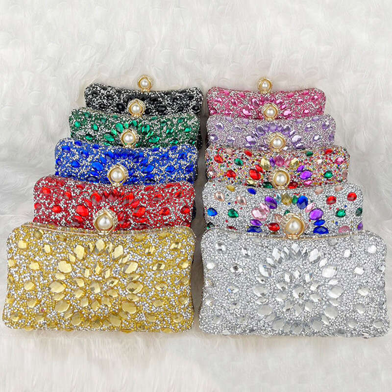 Colorful Shiny Rhinestone for Banquet Bride Cheongsam Crossbody Clutch Socialite Fashion Bag