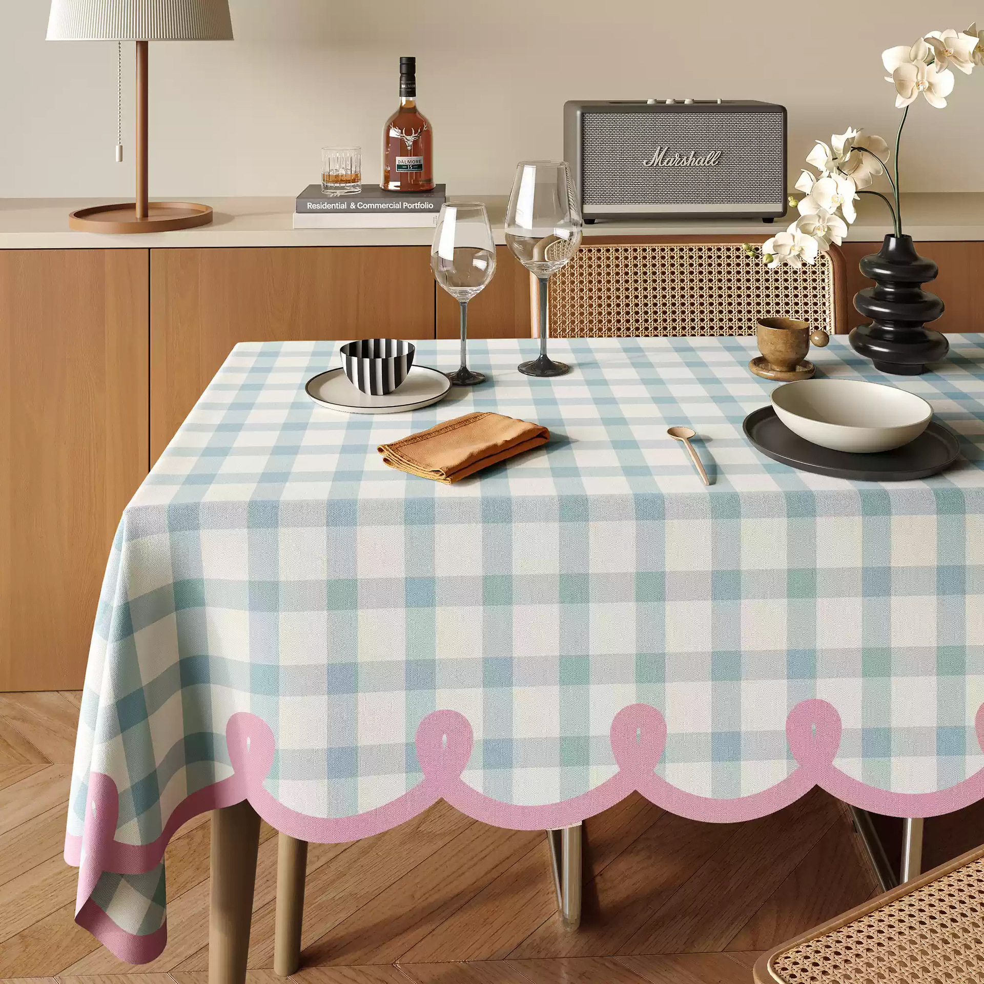 A643 cream style table cloth wash-free oil-proof waterproof anti-scalding coffee table cloth 2025 new cotton and linen heat-insulating table mat