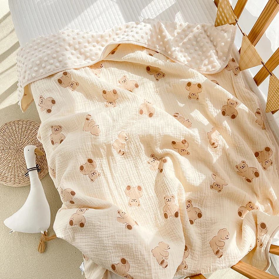 100% Cotton Crepe Cloth Gauze Baby Bean Blanket born Cover blanket Infant Swaddle Wrap 110X110CM 250527