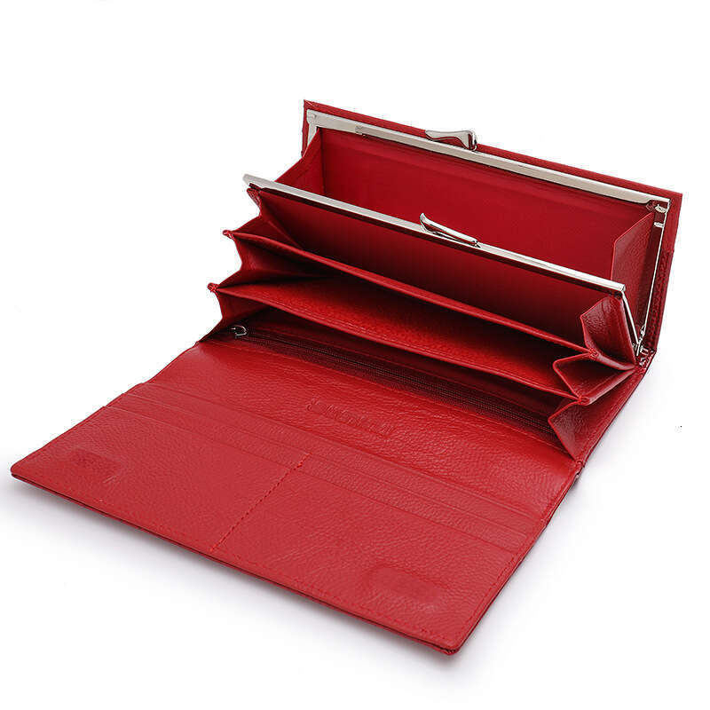 Fashion Magnetic Buckle Large Capacity Women's Patent Genuine Leather Wallet Long Multi-Card Slot Coin Purse Clutch