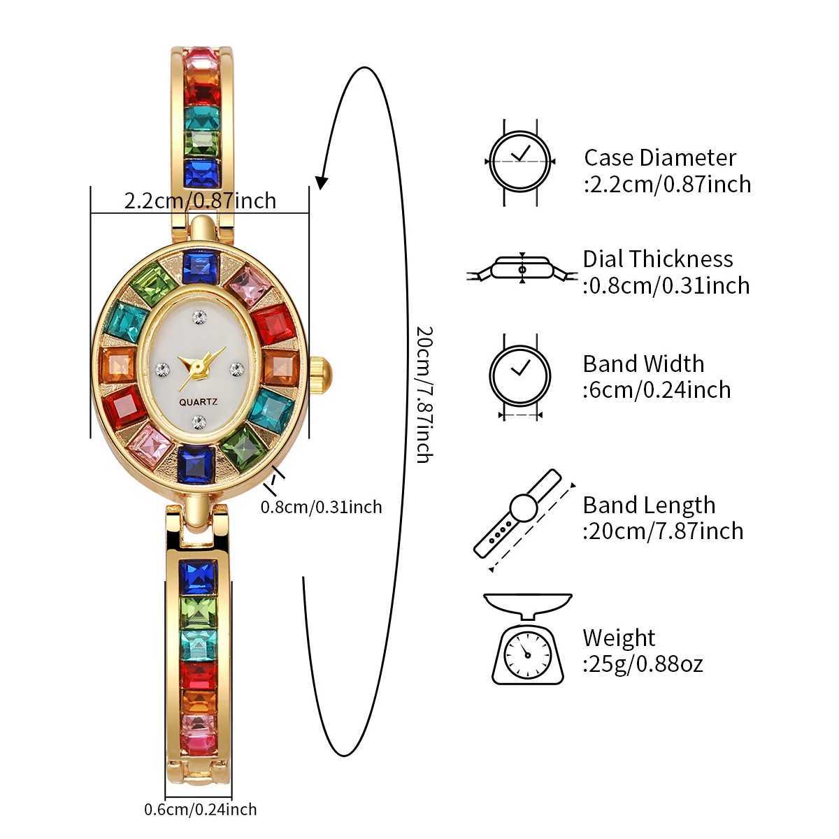 1PC Womens Retro Style Quartz Watch Elegant Ladies Style Colorful Diamond Set Dial Compact Watch Womens Watch Holiday Gift XJ250527