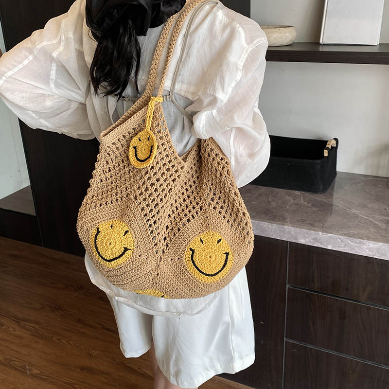 Free Shipping Designer Women's Bag Fashionable Knitted Handbag New Large Capacity High-end Armpit Shoulder Bag Vacation Beach Bag Vegetable Baske