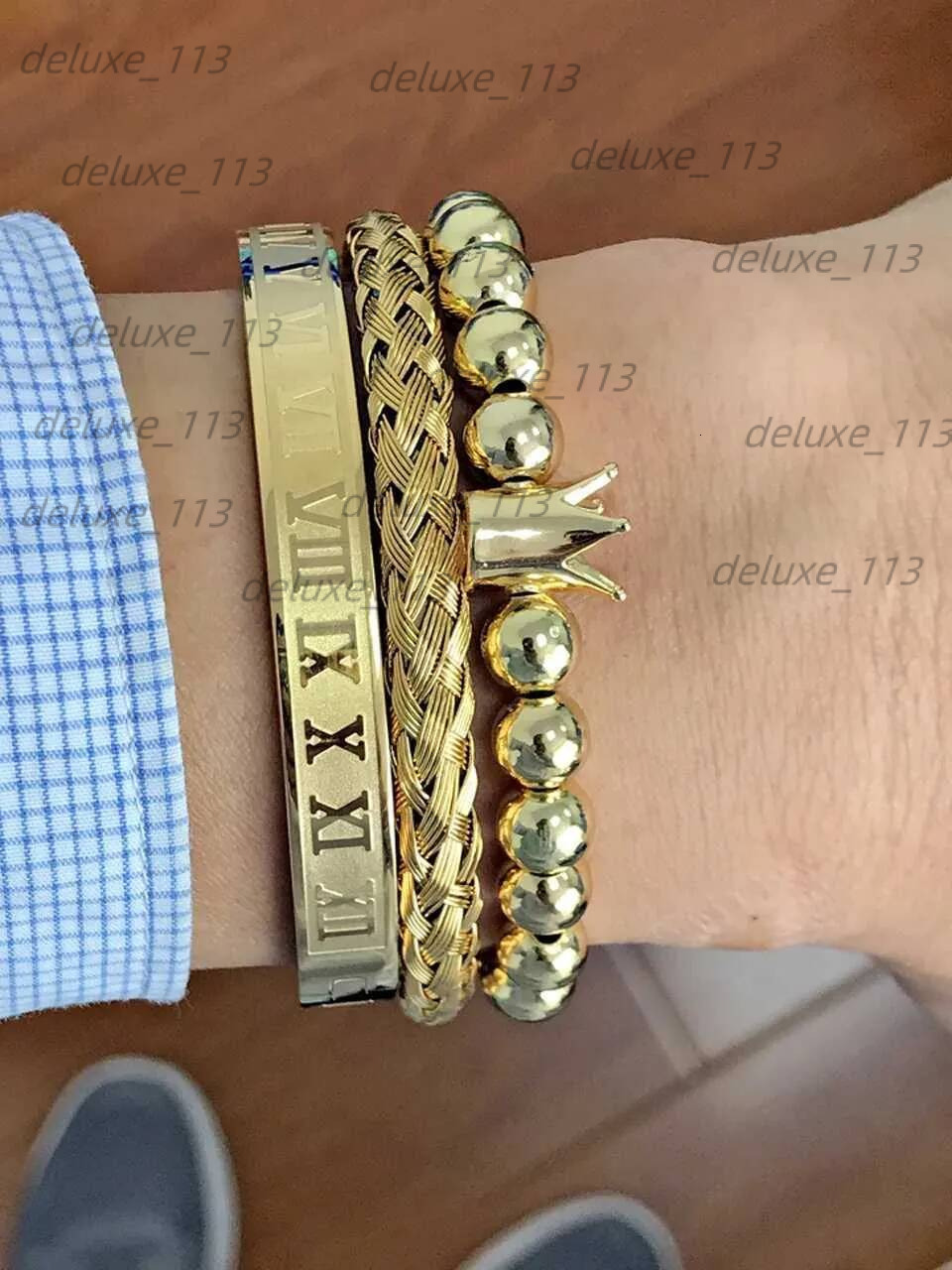 Bangle Top Quality Royal Crown Bracelets Bangles Fashion Stainless Steel Men Jewelry Do Not Fade Jewellery Sets Best Gift 240411