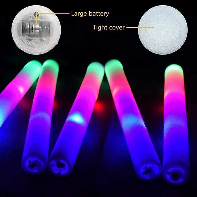 RM-6Pcs Light Up Foam Sticks LED Foam Sticks LED Foam Sticks Glow Batons With 3 Modes Flashing Effect For Party Concert And Even W250528