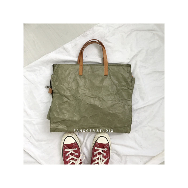 Luxury Brand Designer Bag 2024 New Korean Single Shoulder Diagonal Cross Women's Ins Capacity Kraft Handbag Paper Leather Large Bag
