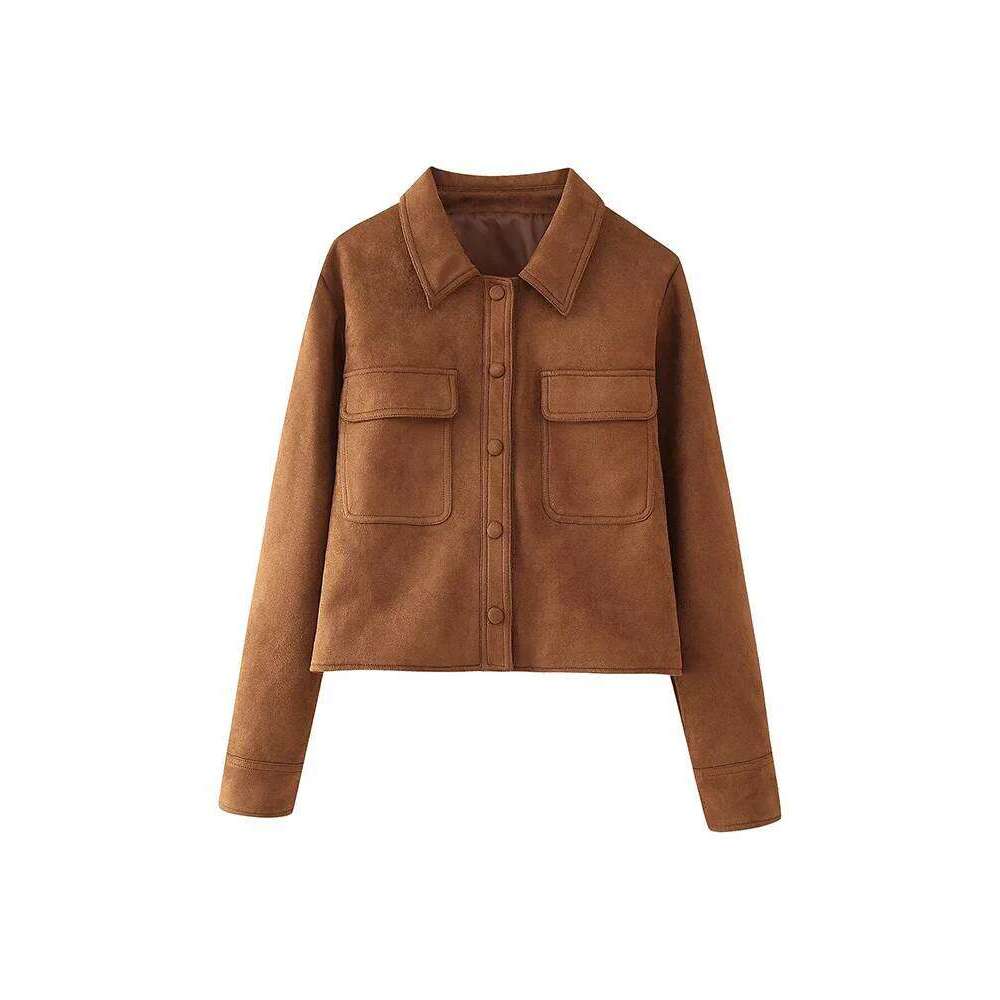 Autumn and Winter American Retro Casual Fashion Versatile High-End Style Western Slim Brown Jacket for Women