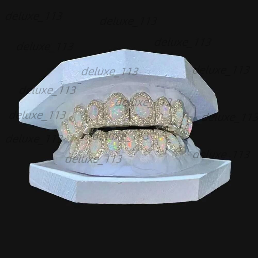 Sparkle Custom Made Hip Hopiced Out Sterling Sier Grills Gold Jewelry Zigzag Setting Vvs Moissanite Teeth Mouth Grillz