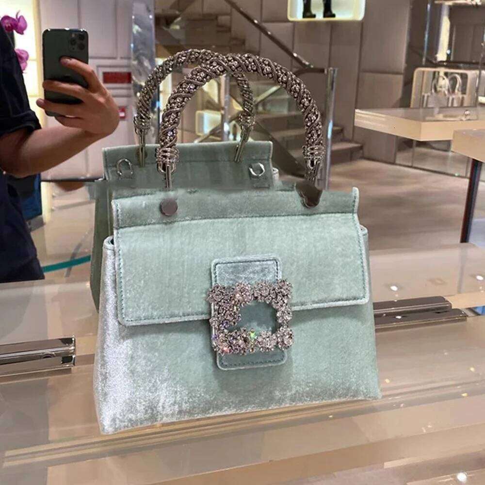 Dias Designer Veet Handbags Metallic Handle Shoulder Crossbody Bags For Women Elegant Evening Bag Clutch