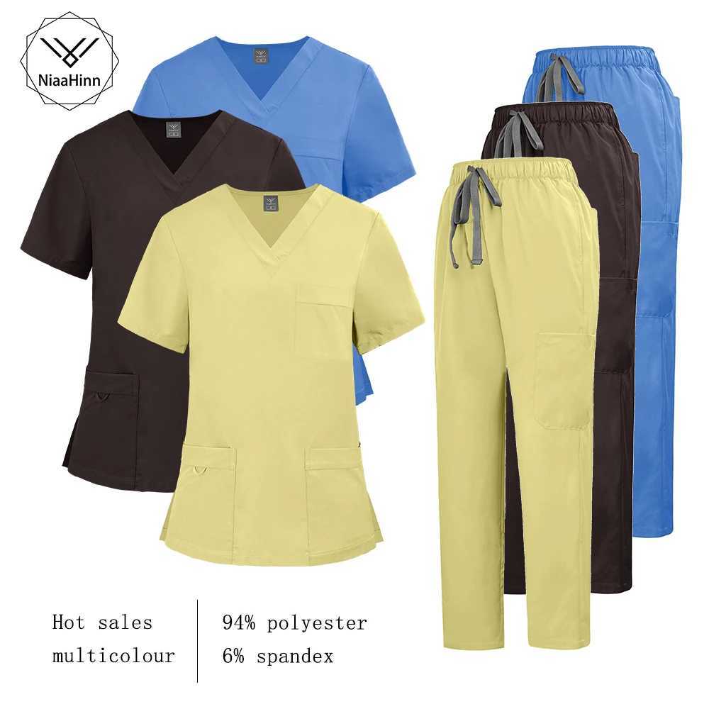 Niaahinn Nurse Uniforms Women Nursing Articles Pet Grooming Healthcare Workwear 12 Colors High Quty Clinical Nurse Scrub Sets X250528
