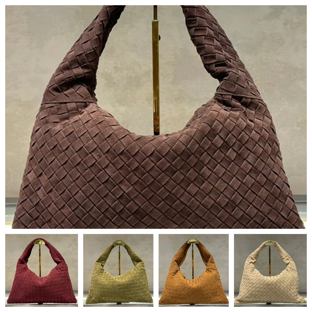hand Suede tote weave hobo hop shoulder underarm handbags bag bags designer women intrecciato purse Designer 2025