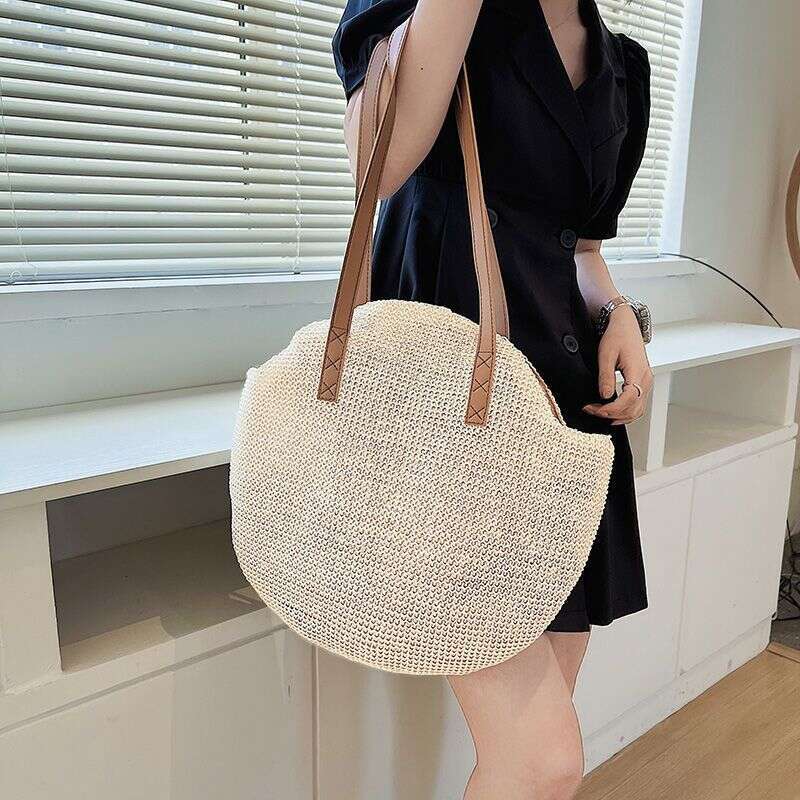 Woman bag Straw for Women 2025 beach bag straw bag New Summer Solid Color Simple Shoulder Woven Beach Vacation Casual Bag Trendy