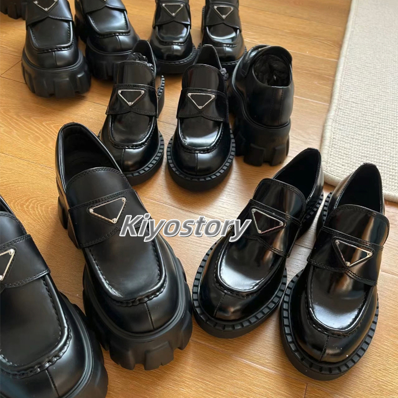 Designer Loafers Monolith Leather Brushed Designer Loafer Shoes Womens Slip On Women Oxford Chunky Rubber Loafers Luxury Lug Sole Platfrom Cowhide Dress Shoes 35-42