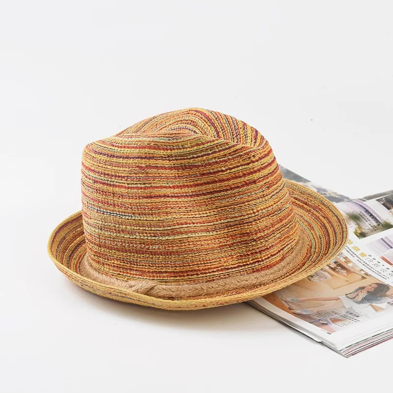 Summer Foldable Jazz Straw Hats WomenS Colorful Breathable Woven Sun Hat Short Brim Panama MenS Cuban Cap Packable Kentucky 250526