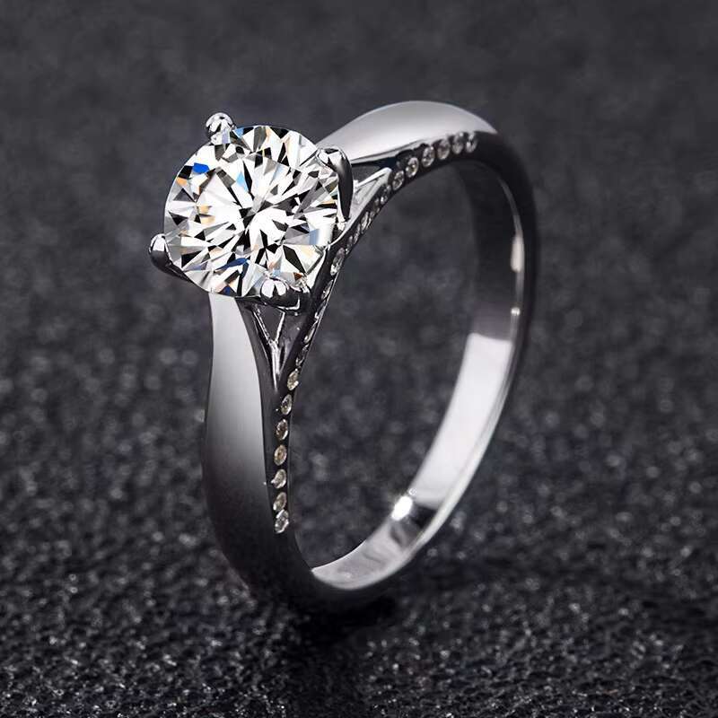 Jewelry 925 Silver Moissanite Engagement Rings for Women Young Ladies Smooth 925 Sterling Silver Ring