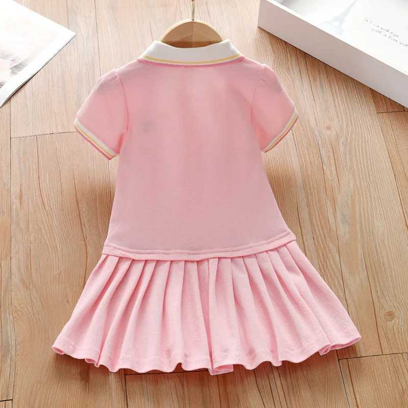 Little maven Party Dress Childrens Clothing 2024 Baby Girls Pink Dresses Rainbow Polo Summer Holiday Dresses Kids Clothes X250528
