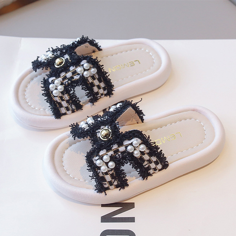 Children Slippers Summer Kids Girl Princess Slippers with Pearl Design Toddler Slippers Kidsnest for youth Outdoor Size US5.5C-US3Y K0680