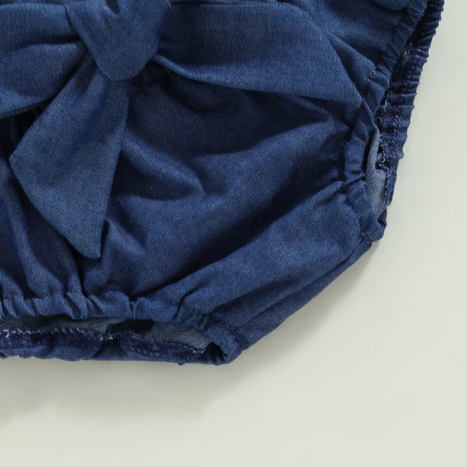 Citgeett Summer Infant Baby Girl Outfit Solid Color Halter Neck Knit Sweater Romper Denim Shorts Belt Headband Clothes Set 250528