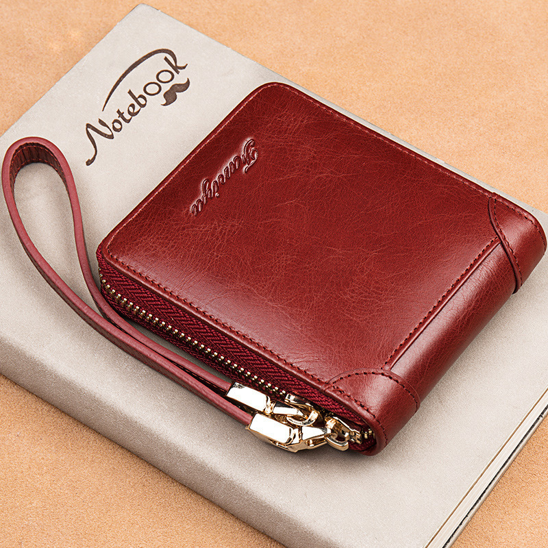 Free Shipping Designer Leather Wallet Popular Online Women's Short Coin Purse Fashionable Small Card Bag Exquisite Retro Leather Wallet ID Bag