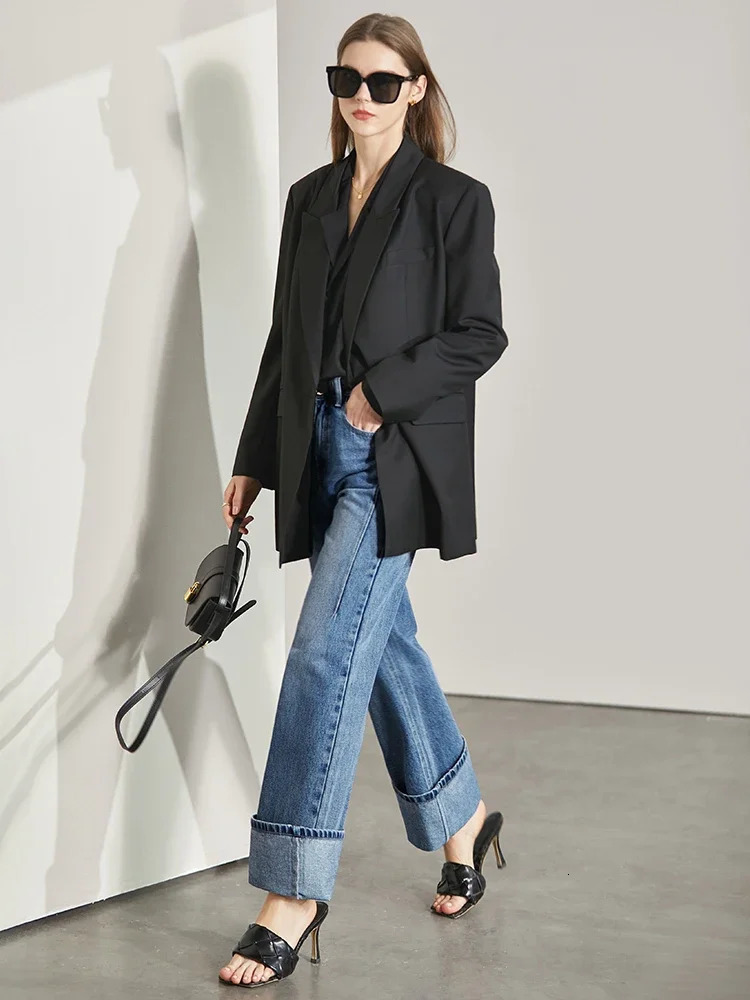 Amii Minimalism Women Jeans 2024 Spring Vintage Denim Pants Loose Wide Leg Casual Female Trousers 12270097 250516Z