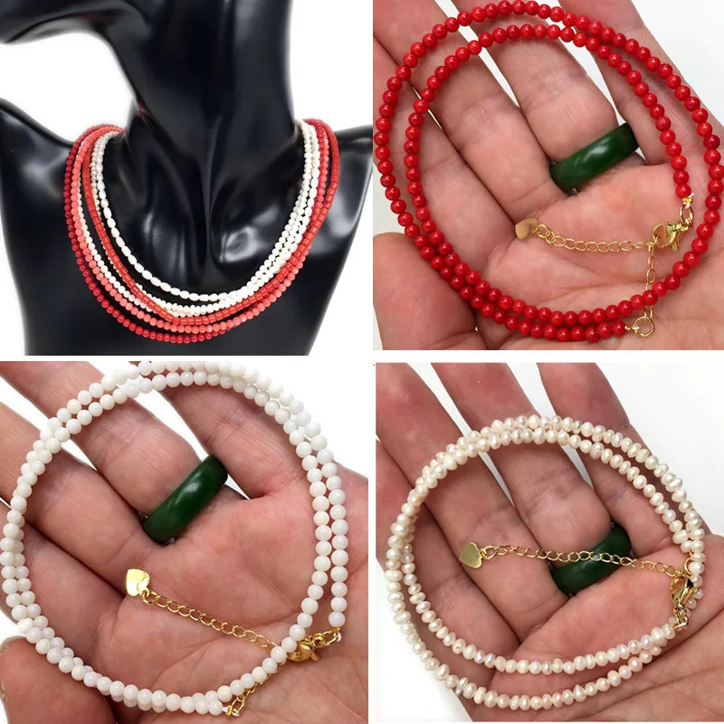 Elegant Big White Natural pearl Choker Clavicle Artificial coral red white Necklace For Women Wedding Jewelry Collar 250520