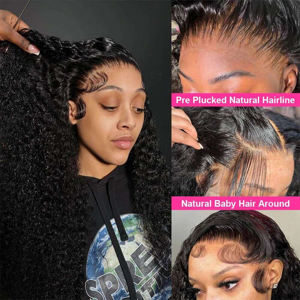 38 Inch Deep Wave 250 Density Glueless Wig 13X6 HD Lace Frontal Human Hair Remy Transparen Pre Plucked Brazilian Wigs For Women