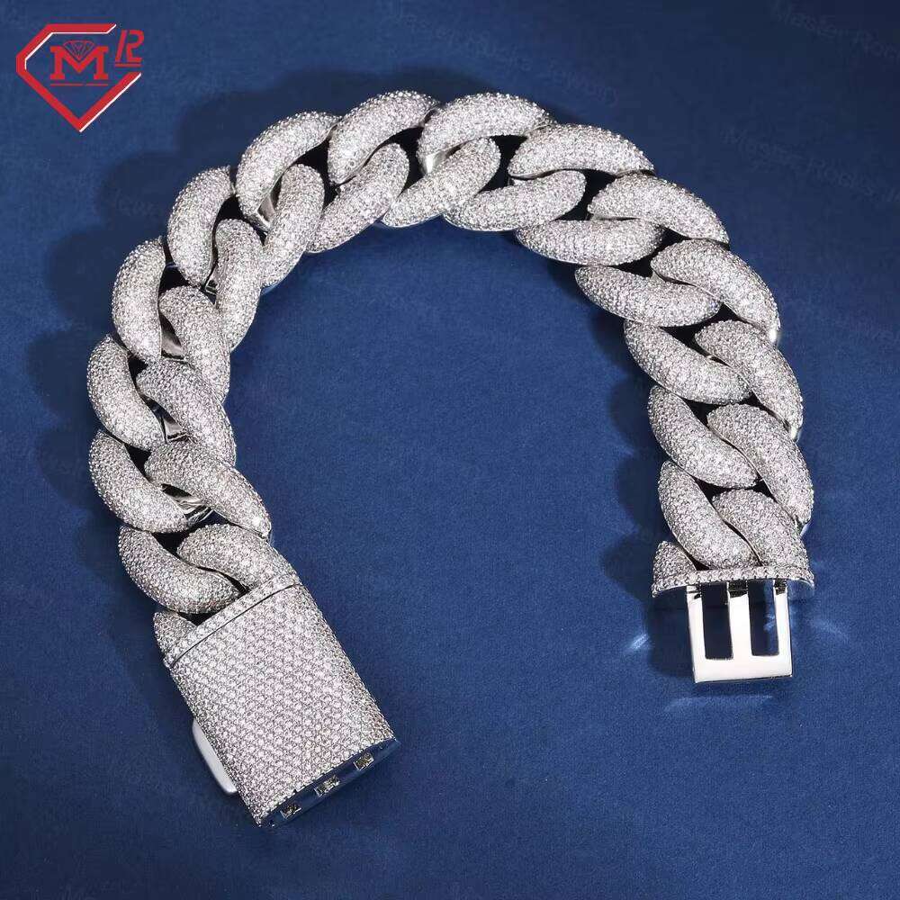 Heavy 22mm Hip Hop Custom Sterling Sier Vvs Iced Out Moissanite Cuban Link Chain