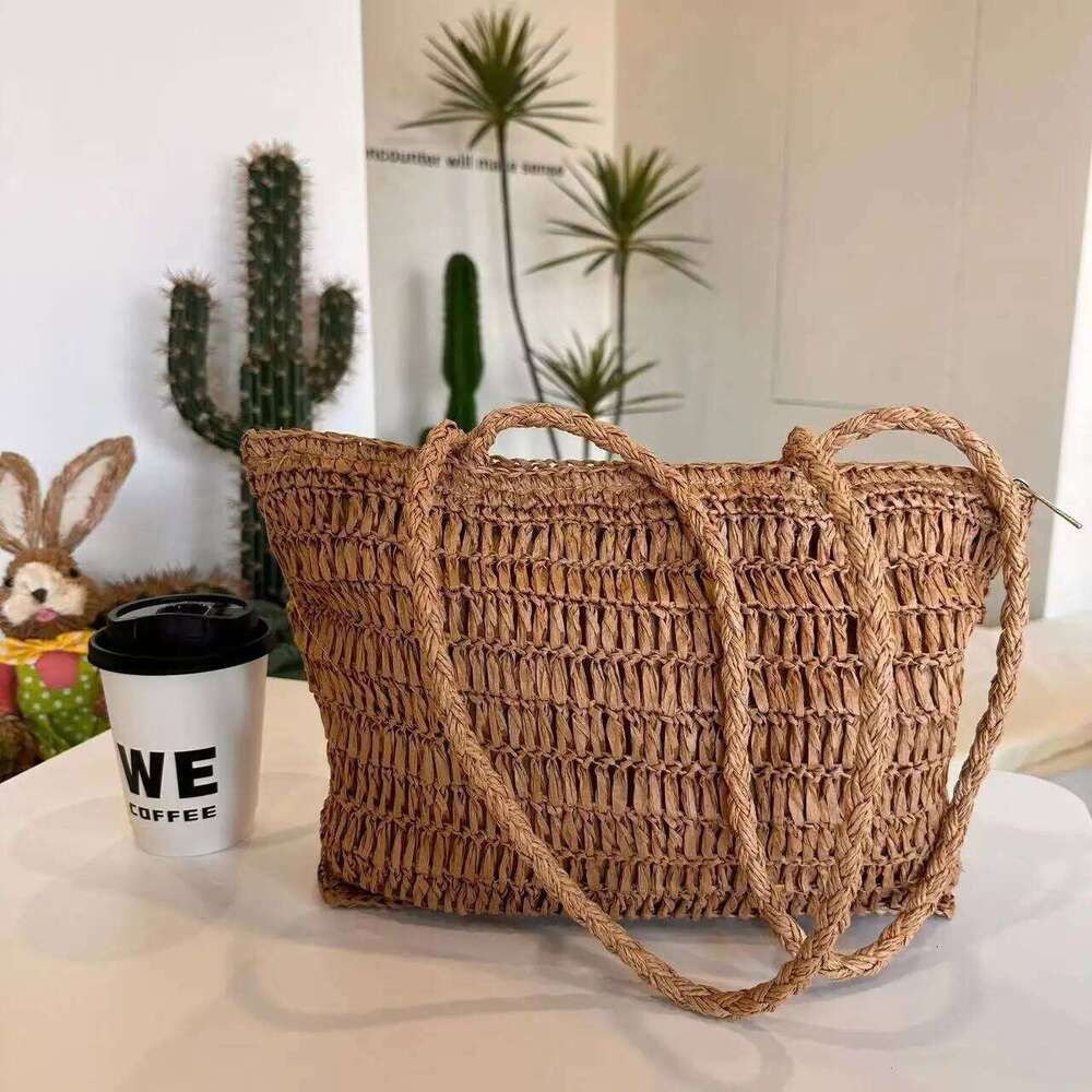 Summer Flower Woven Tote Bohemian Travel Straw For Women Handbags Designer Shoulder Bags Bali Beach Bag Shopper Purses