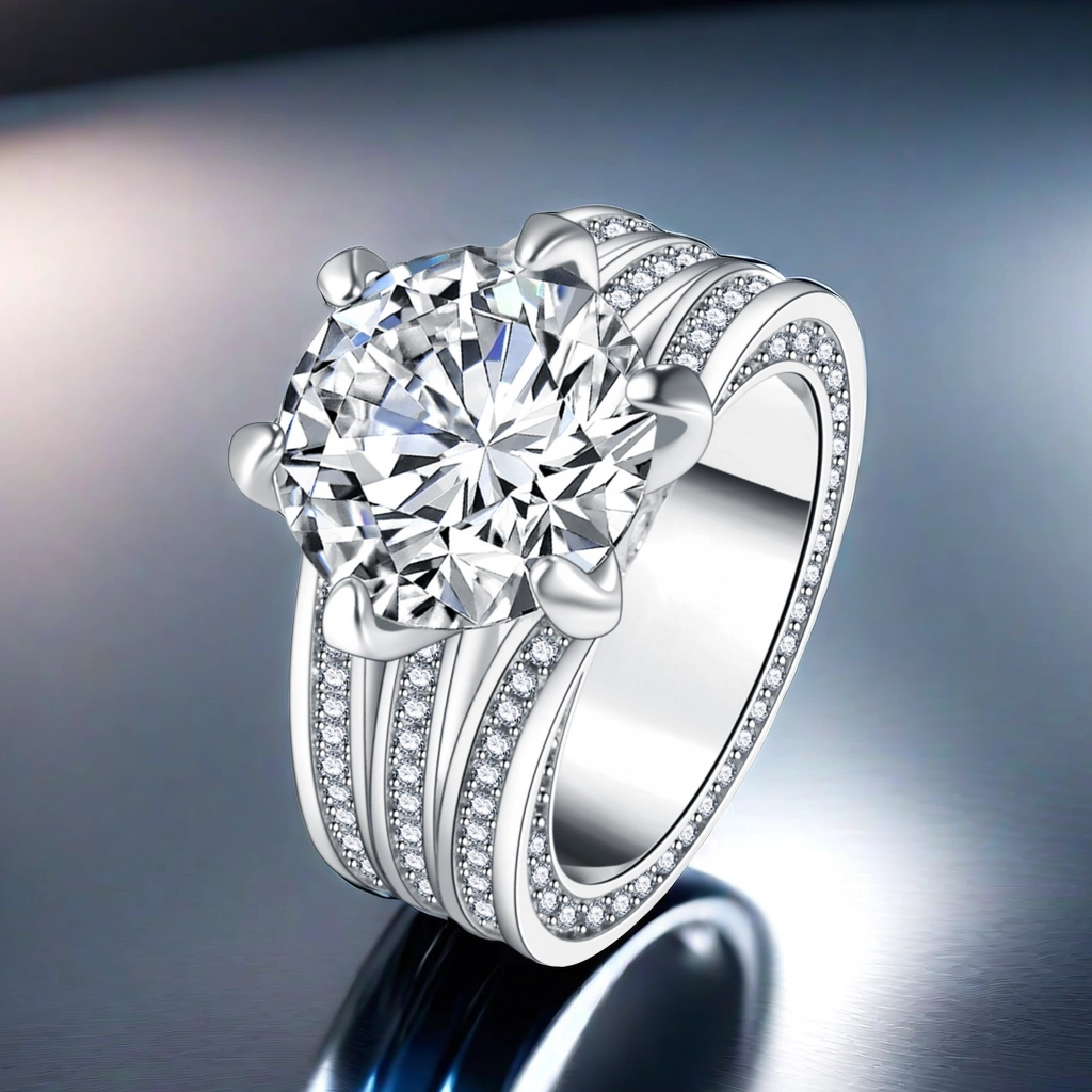 10CT Moissanite VVDS1 Eight Hearts and Arrows S925 Sterling Silver Elegant, Luxurious, Fashionable Designer ring Beautiful Statue of Liberty Ring for 