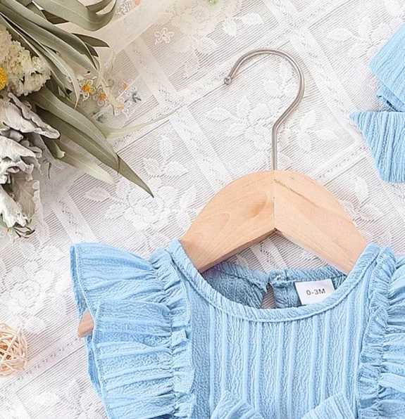 Baby girl Summer Blue dress with Ruffled Edges and Bow Sweet and Cute Style Dress suitable for 0-3 Year old Cute Baby girls X250528