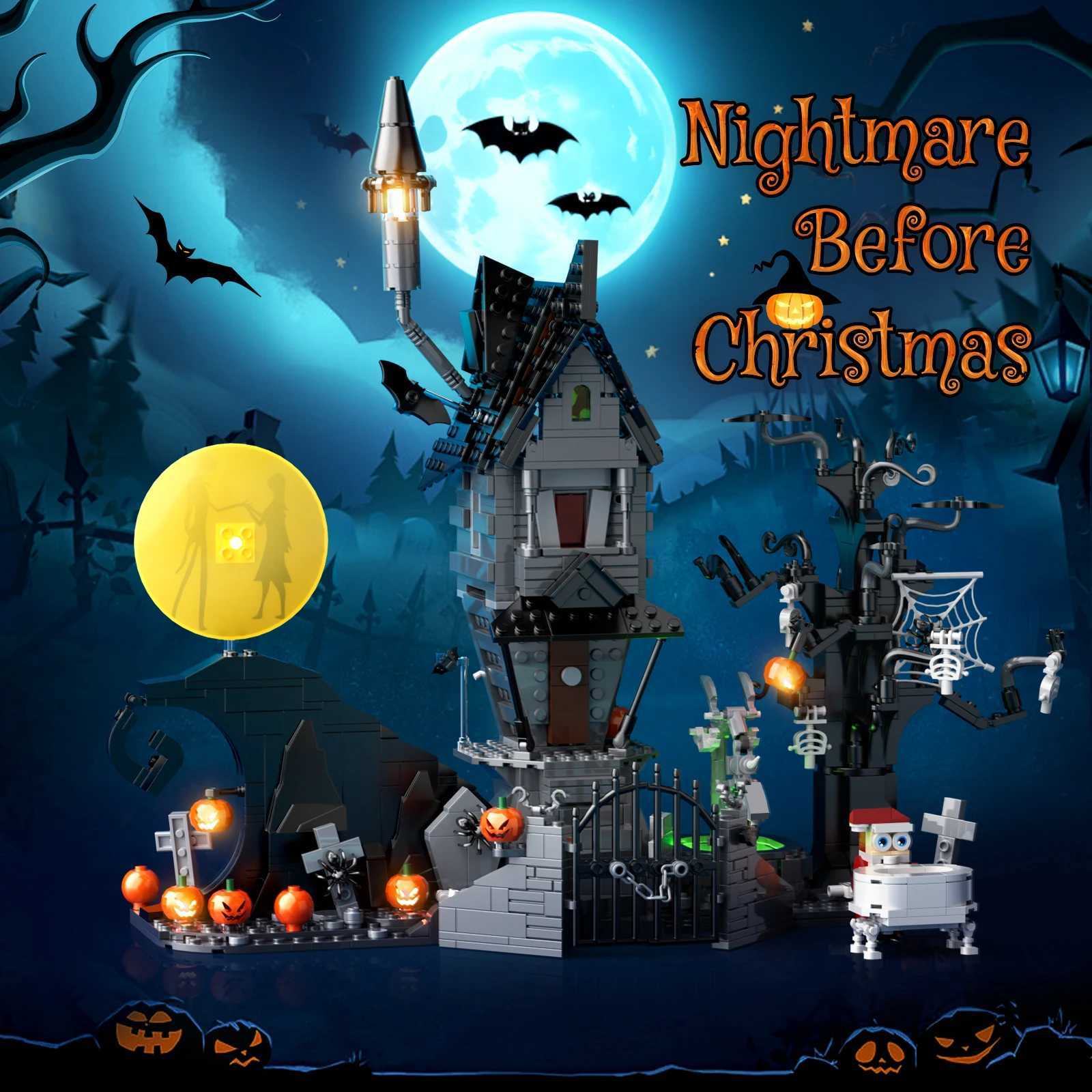 Nightmare Before Building Sets Horror Pumpkin Ghost House Model Blocks Halloween Christmas Gift Kids Adults Free shipping