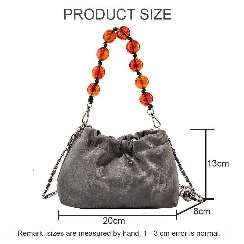2025 New Women Chain Messenger Female Soft Split Leather Fashion Bucket Shoulder Bag Lady Casual Crossbody Pearl Dumpling Bags