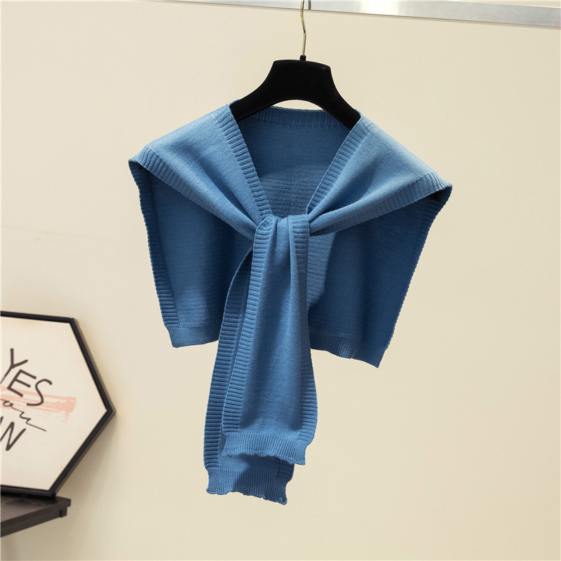 K855 Shawl outerwear decoration summer sun protection ice silk solid color thin knitted air conditioning shawl knotted scarf small waistcoat