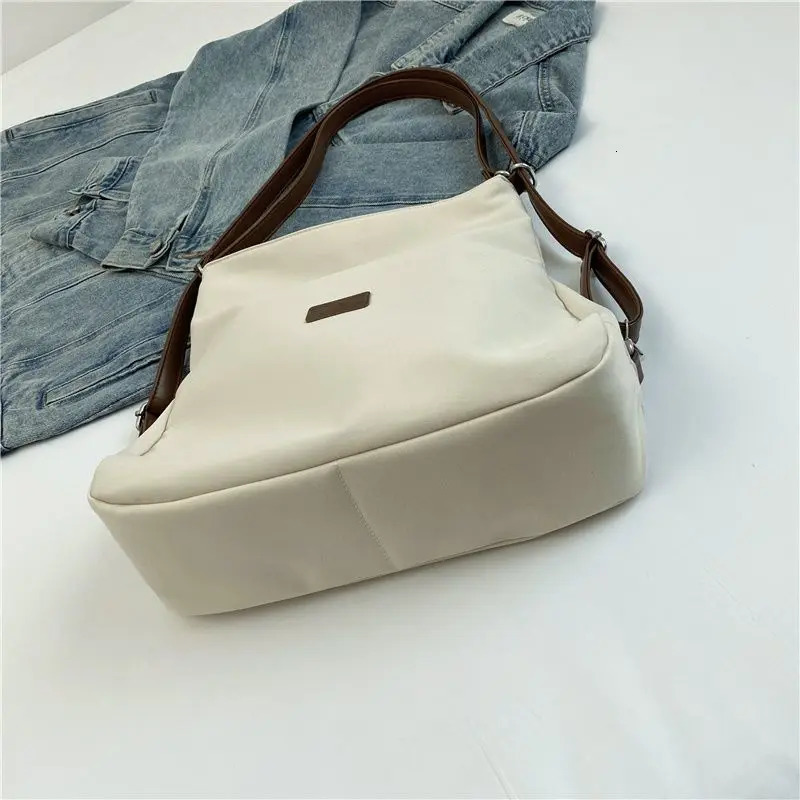 Large Capacity Fashion Canvas Shoulder Bag Womens Leisure Literature and Art Simple Solid Color Crossbody Backpack 250527