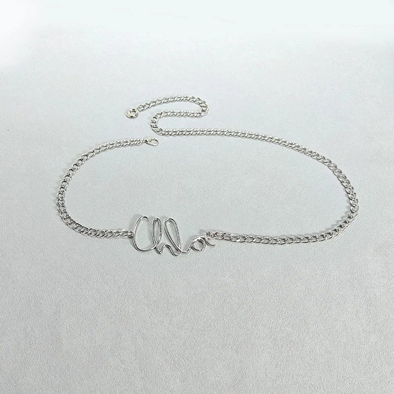 Minimalist Charm Retro Waist Chain for Women Gold Plated Letter Girls Metal Daily Elegant Jeans Belt Female 250527