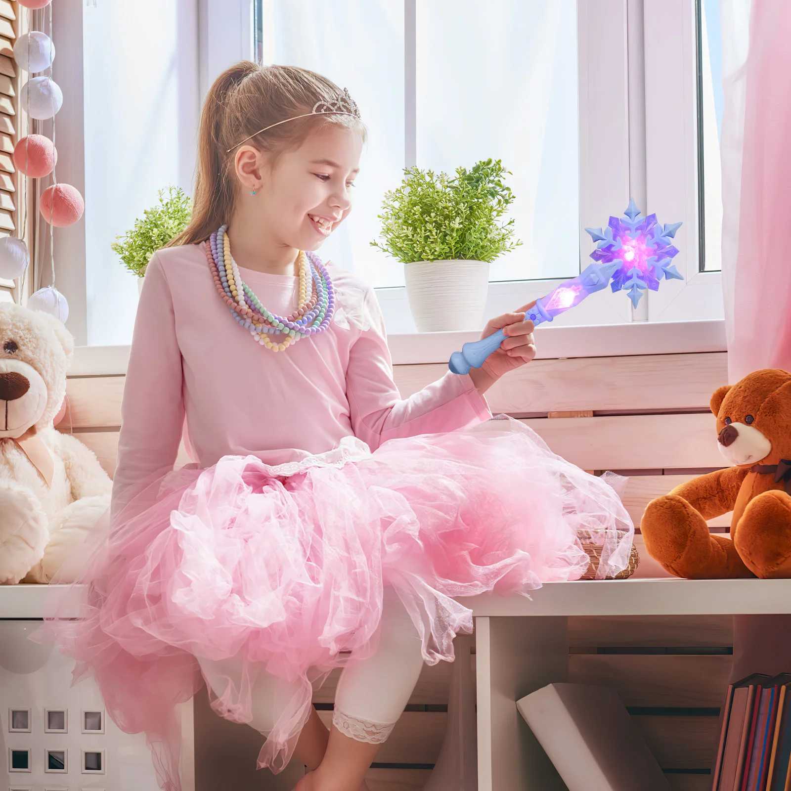 Light Up Glow Snowflake Wand for Kids Girl Princess Queen Cosplay Glowing Scepter cane Light Up Snowflake Wand Toys kids party Gifts W250528
