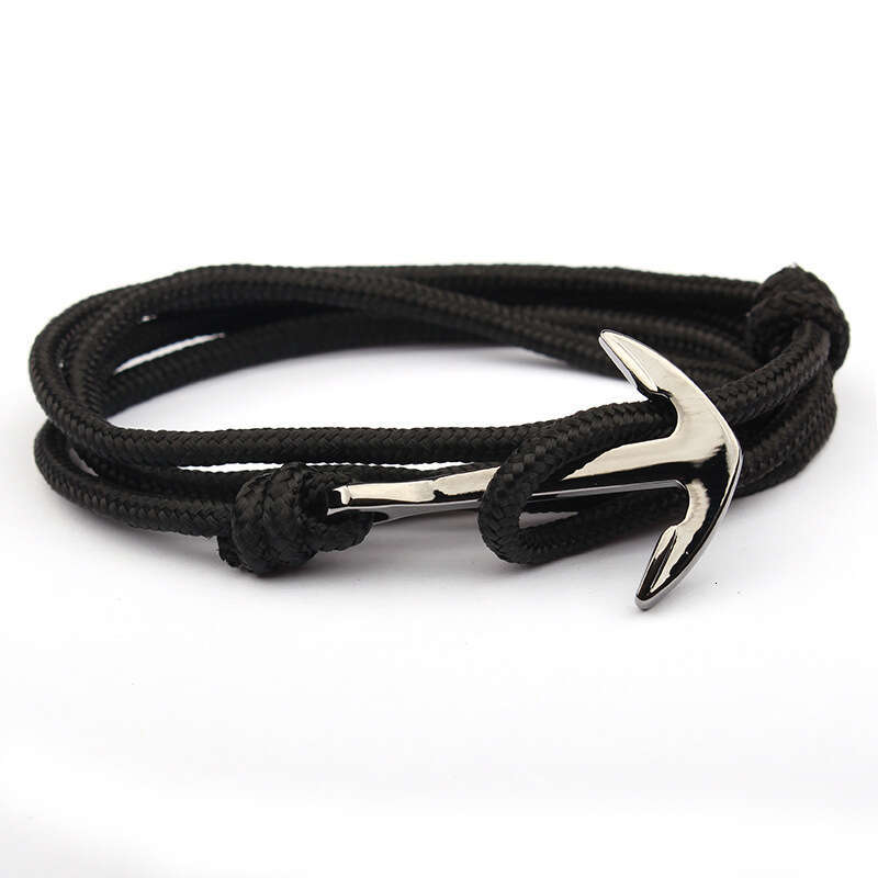 New Pirate Navy Blue 3mm Colorful Nylon Anchor Bracelet Couple Handmade Rope Gun Black