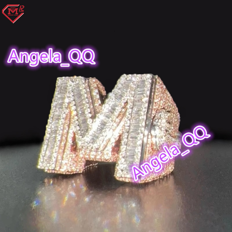Luxury Moissanite Ring Mens Letter Hip Hop Fine Jewelry 925 Silver 10K Gold Customized Moissanite Ring