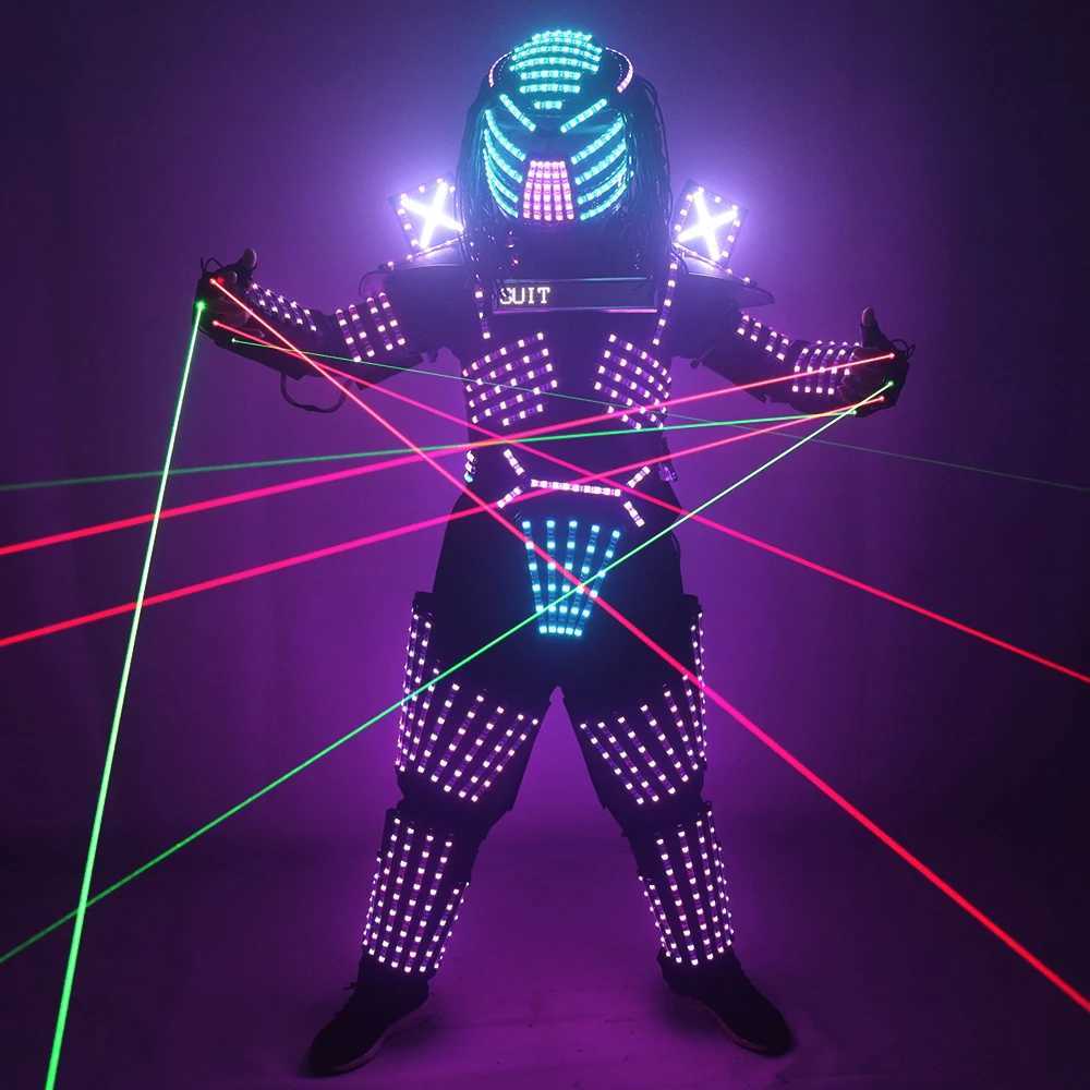 LED Robot Costumes Clothes LED Lights Luminous Stage Dance Performance Show Dress for Night Club W250528