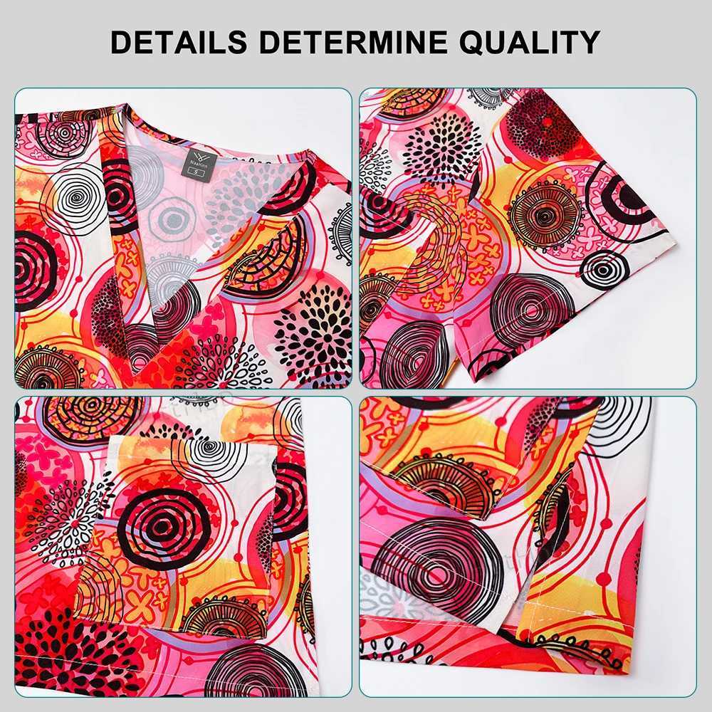 High-quty Printed Nurse Scrub Top Pants Sets Nursing Medical Scrubs Uniform for Women V-Neck Vet Workwear Nursing Uniform Men X250528