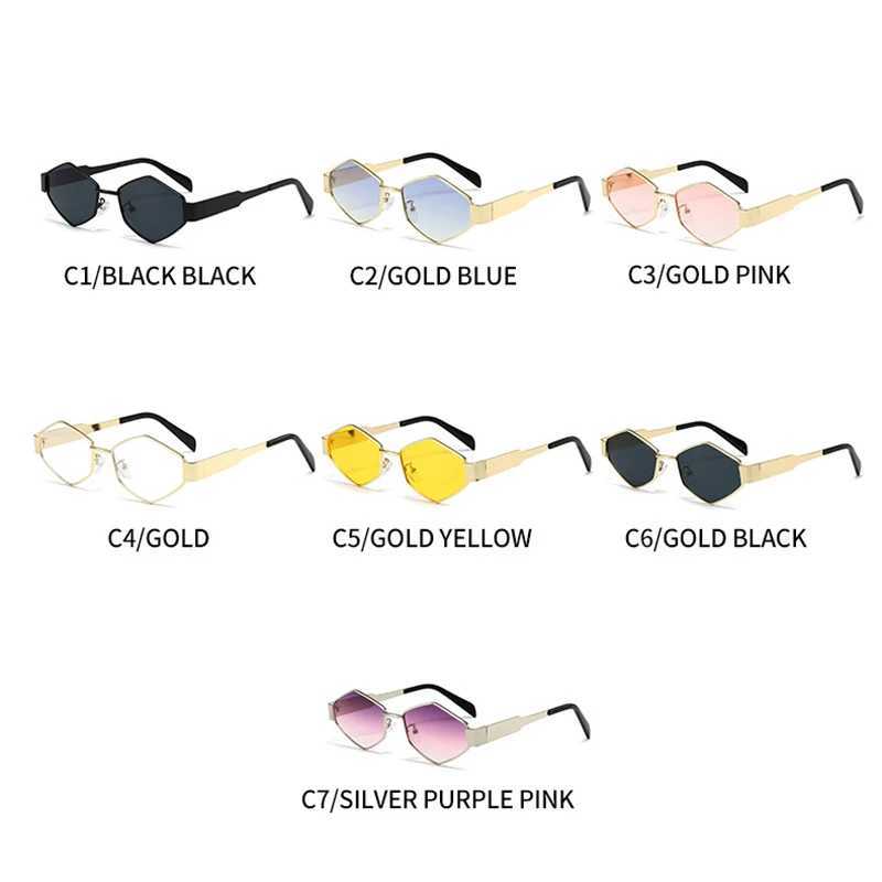 Polygonal Luxury Sunglasses Women Brand Fashion Rhombus Sun Glasses Woman 2024 Retro Vintage Metal Diamond Shades Eyewear W250528